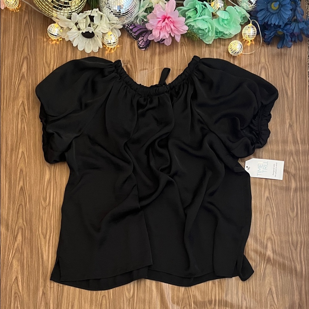 Bubble Sleeve Satin Top